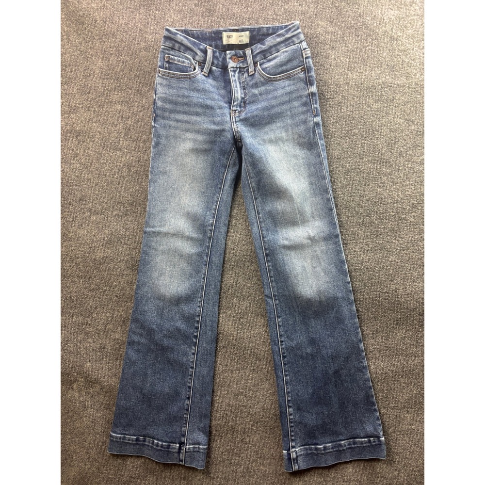 BKE Andi Trouser Jeans Women 22R Blue Slim Fit Mid Rise Flare Stretch Denim